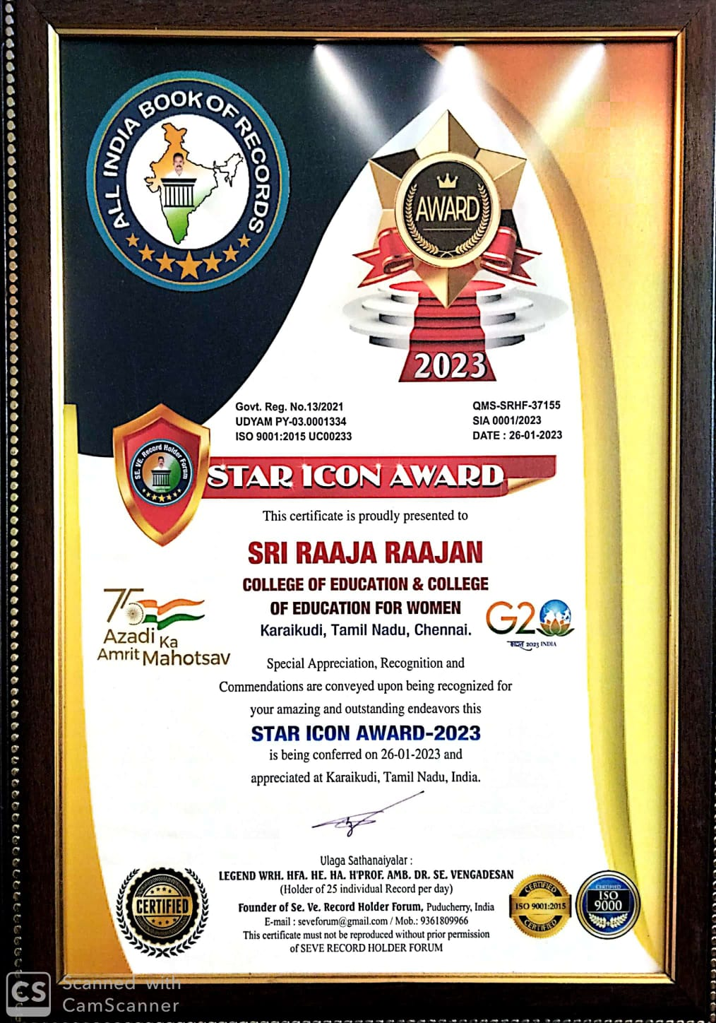 STAR ICON AWARD-2023 — All India Book of Record