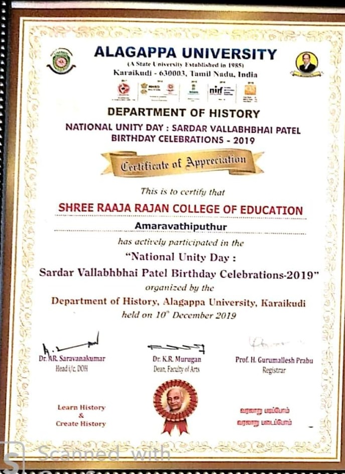 National Unity Day — Alagappa University 2019